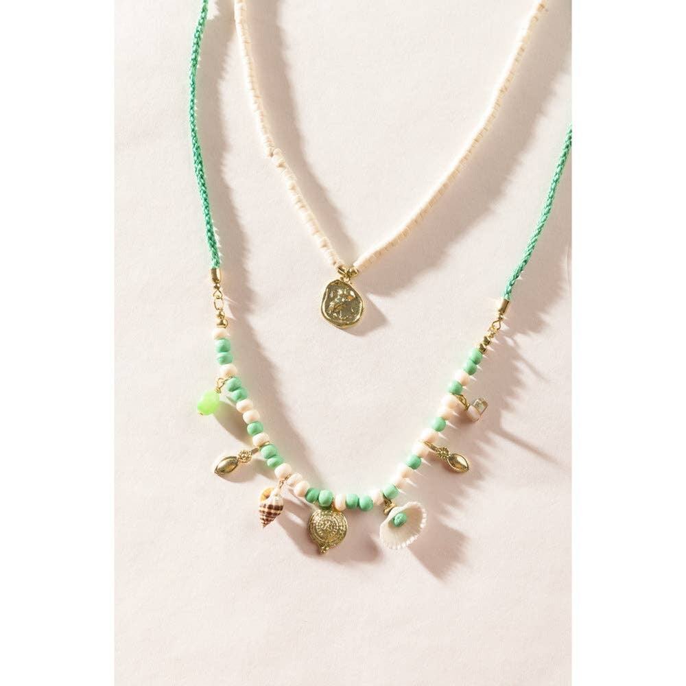 My Treasures Double-Strand Charm Necklace – Green